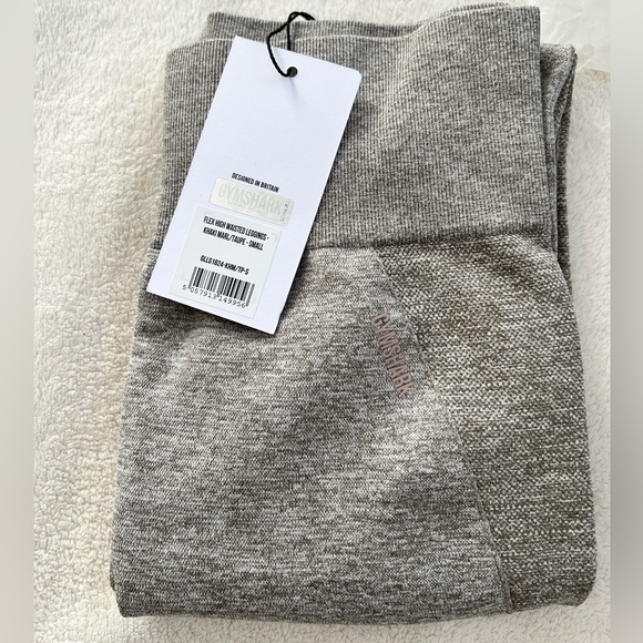 Brand New Gymshark Flex High Waisted Leggings - Khaki Marl/Taupe - Picture 2 of 5